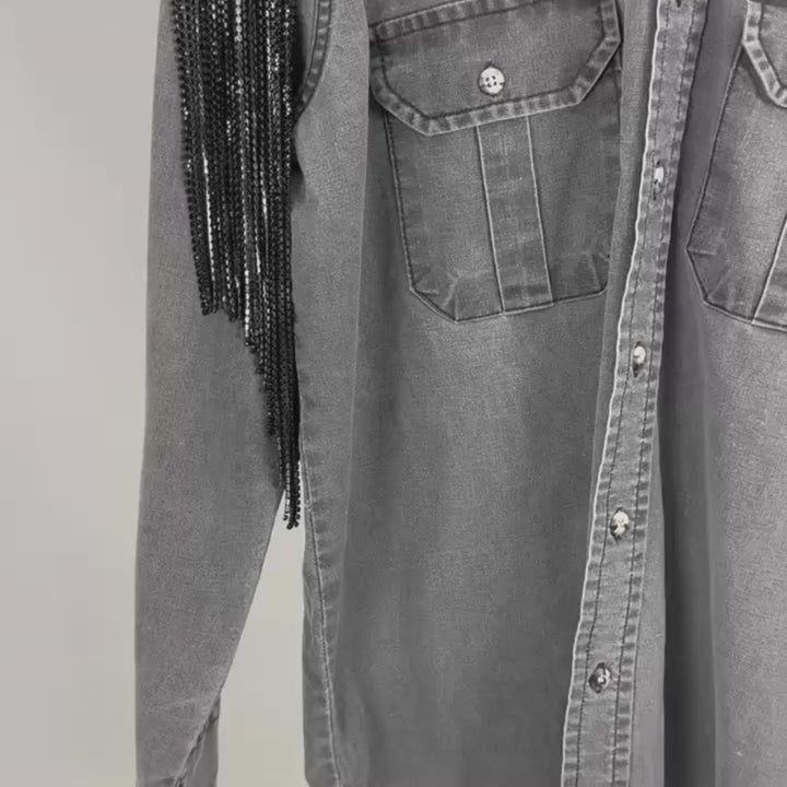 VINTAGE RHINESTONE BUTTON DOWN