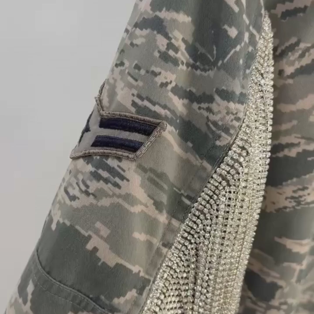 VINTAGE RHINESTONE FRINGE MILITARY JACKET