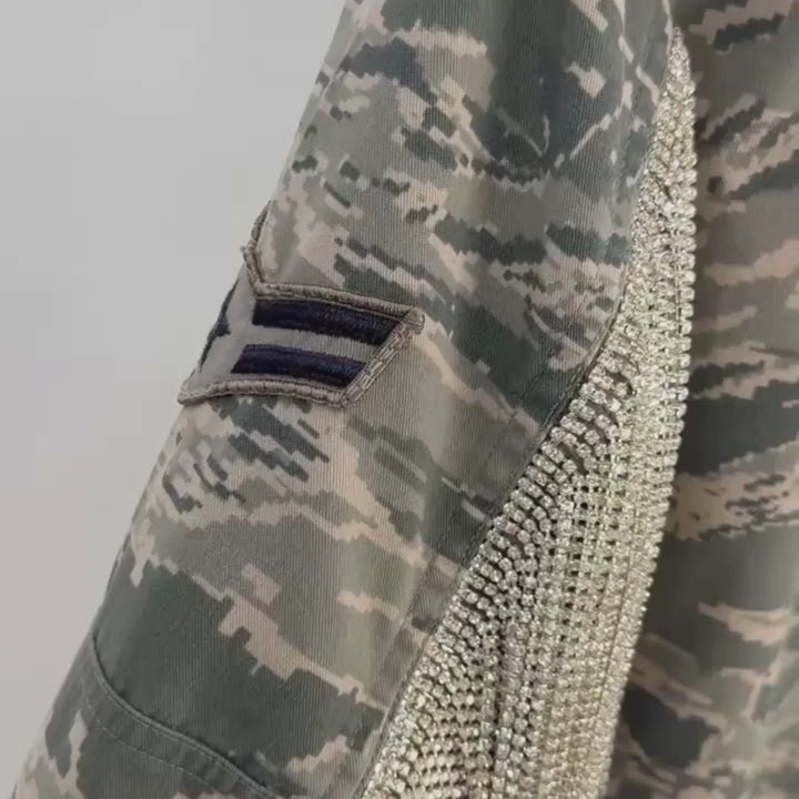 VINTAGE RHINESTONE FRINGE MILITARY JACKET