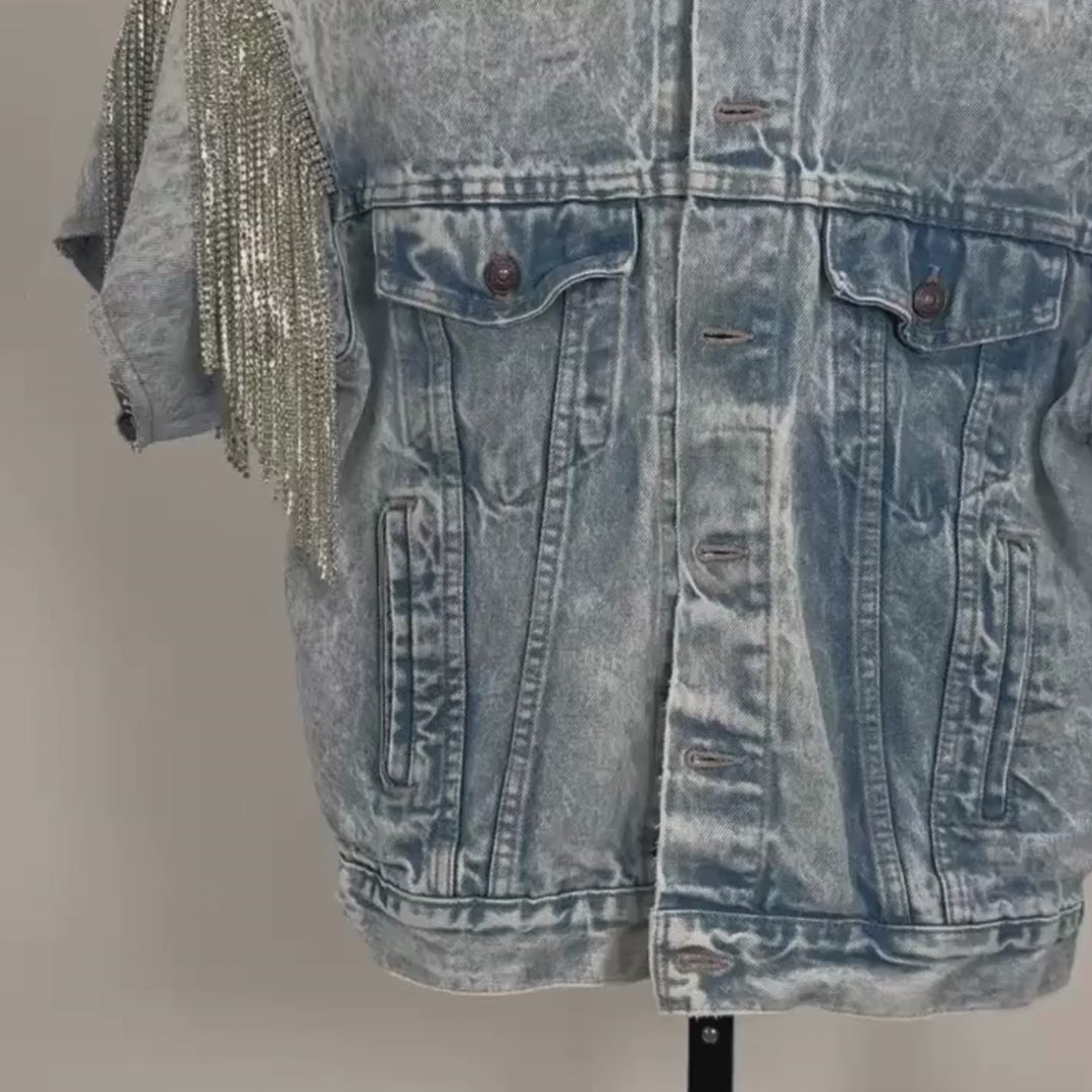 VINTAGE RHINESTONE FRINGE VEST