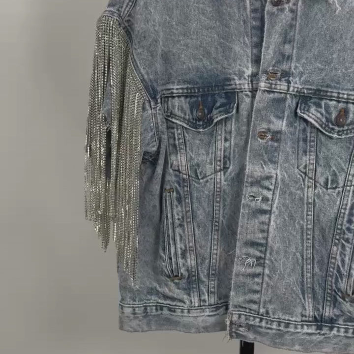 VINTAGE RHINESTONE FRINGE VEST