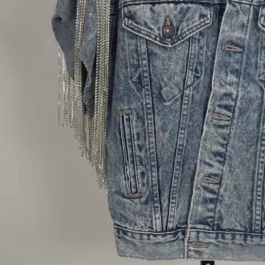 VINTAGE RHINESTONE FRINGE VEST