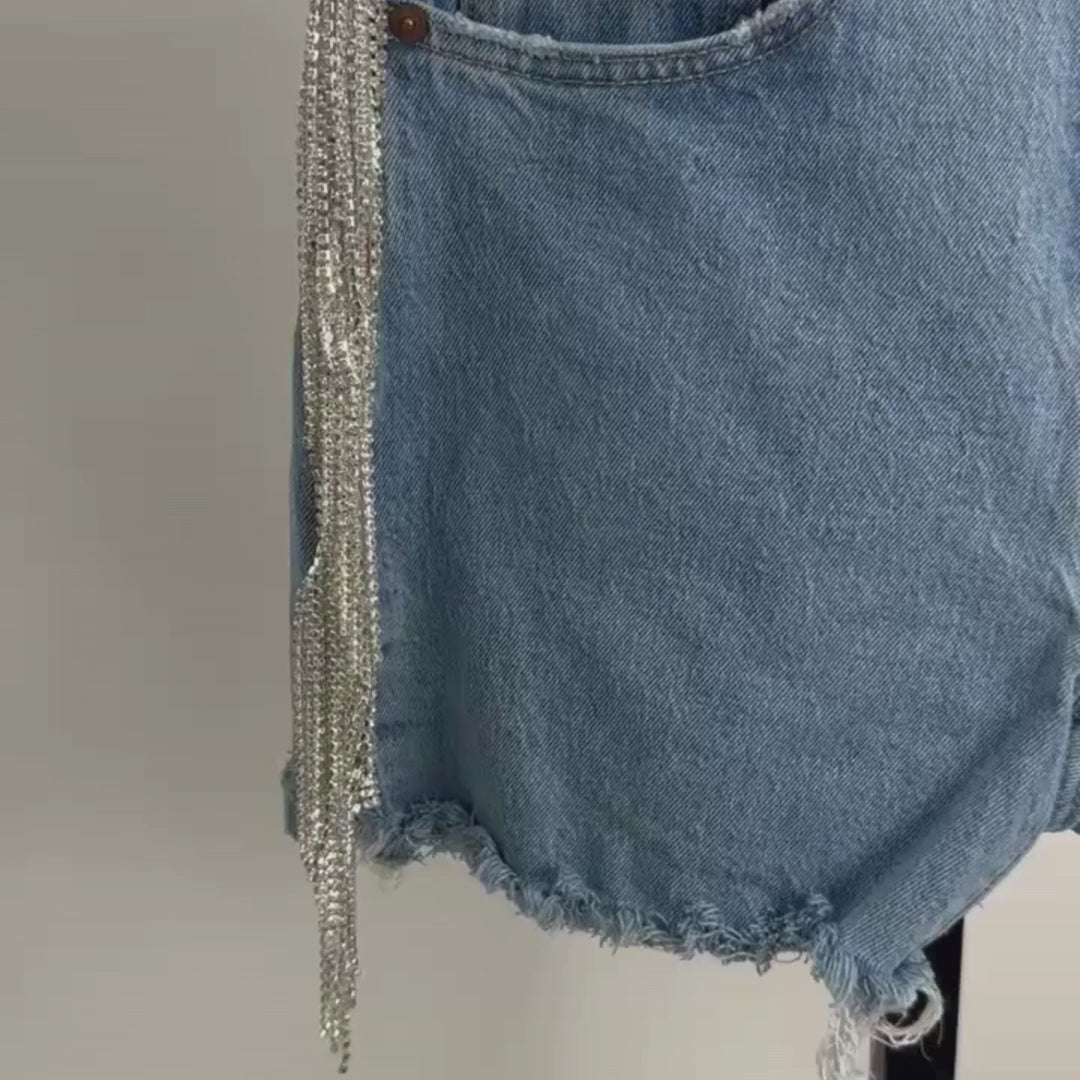 VINTAGE RHINESTONE FRINGE SHORTS