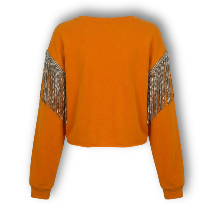 VINTAGE RHINESTONED FRINGE SWEATSHIRT