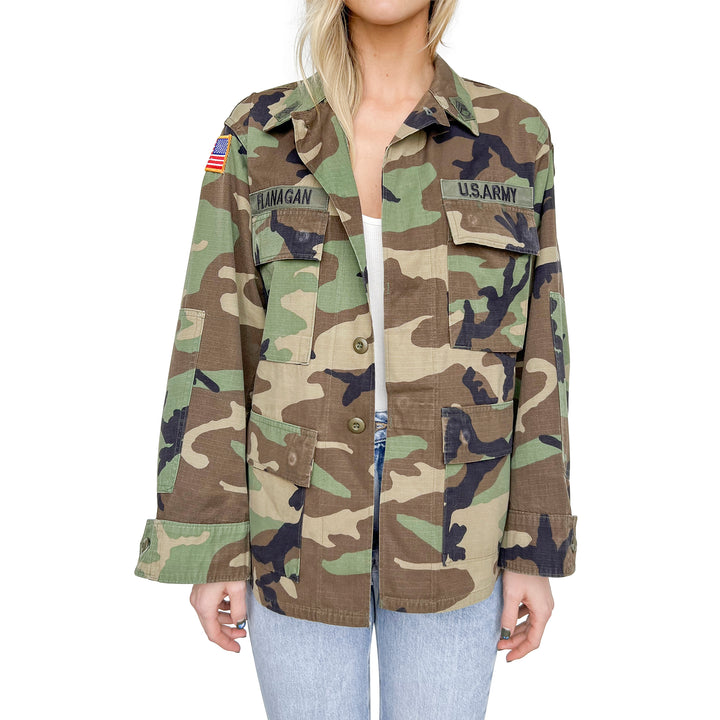 VINTAGE RHINESTONE FRINGE CAMO JACKET