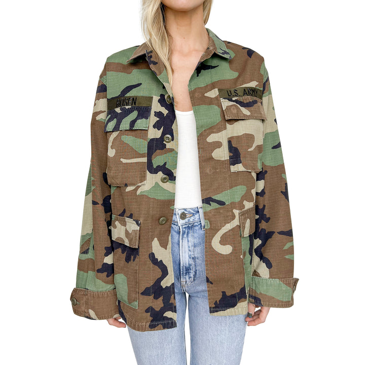 VINTAGE RHINESTONE FRINGE CAMO JACKET