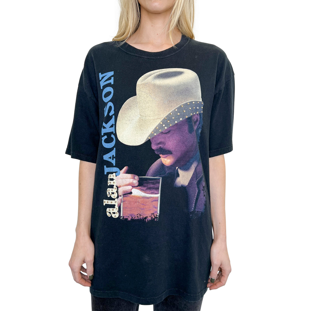 VINTAGE RHINESTONED ALAN JACKSON TSHIRT | MENS L