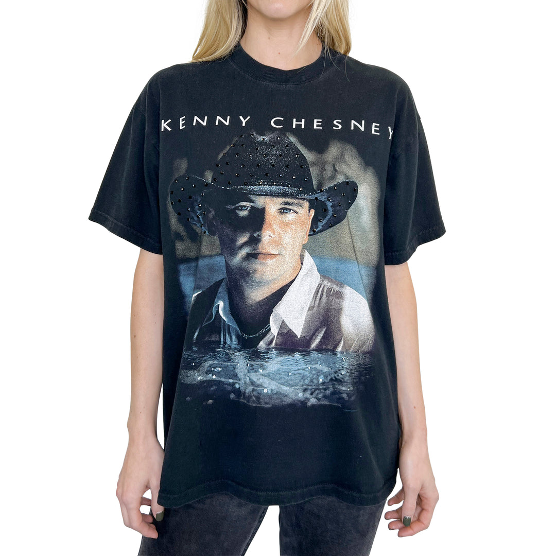 VINTAGE RHINESTONED KENNY CHESNEY TSHIRT | MENS L