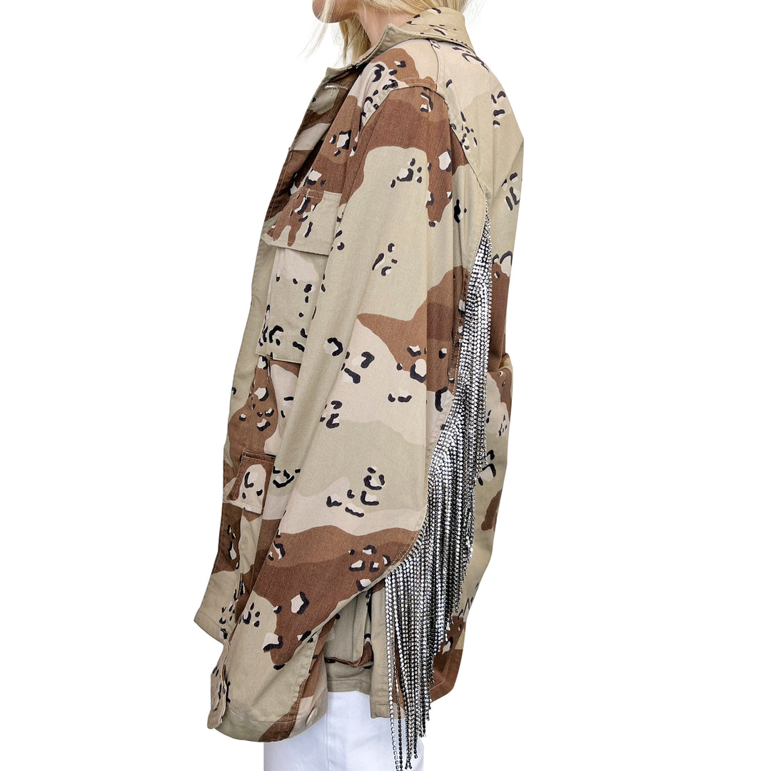 VINTAGE RHINESTONE FRINGE CAMO JACKET