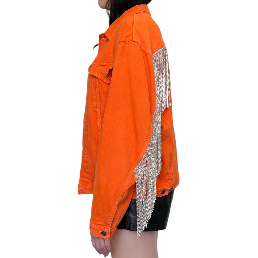 VINTAGE RHINESTONE FRINGE NEON JACKET