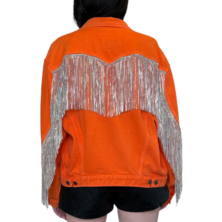 VINTAGE RHINESTONE FRINGE NEON JACKET