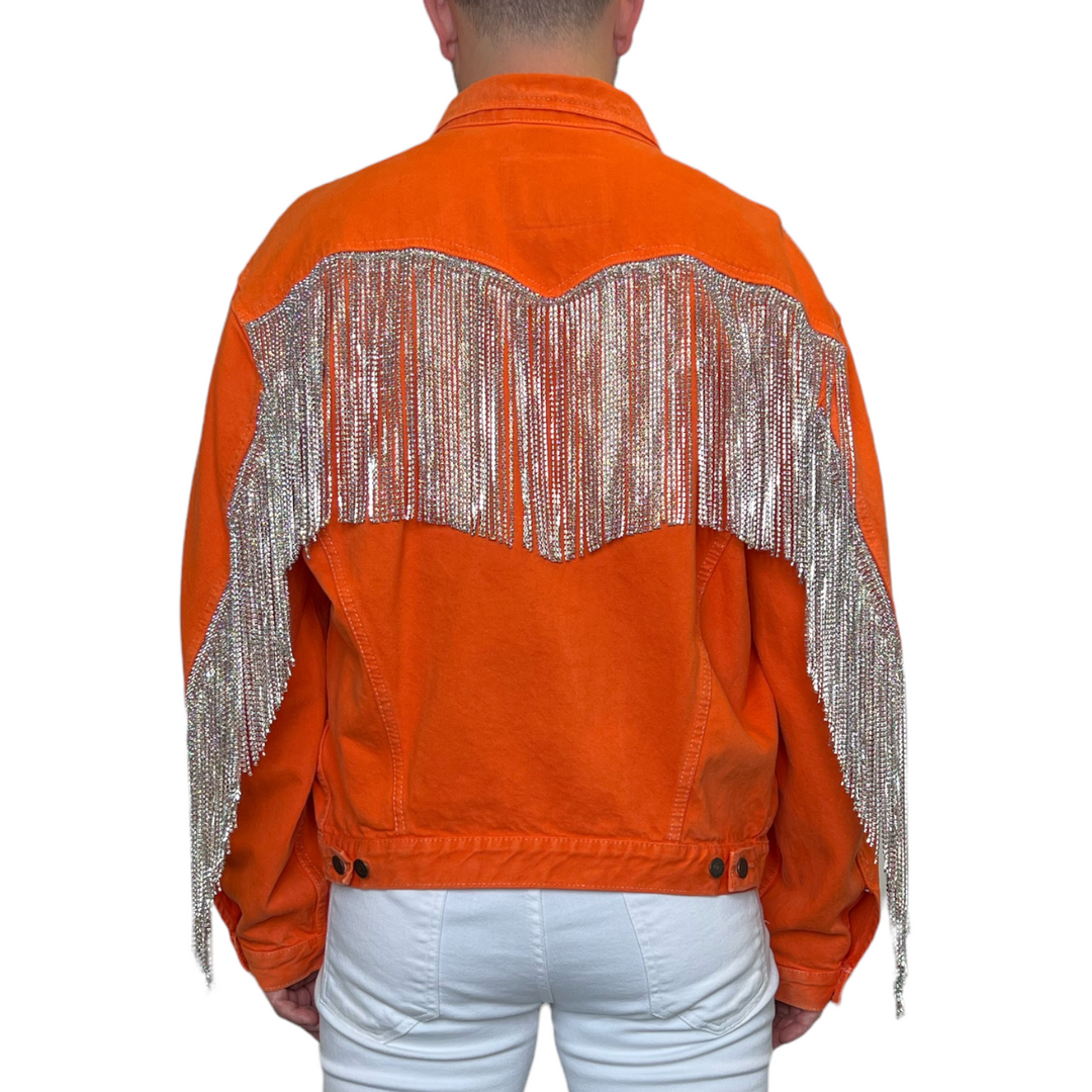 VINTAGE RHINESTONE FRINGE NEON JACKET