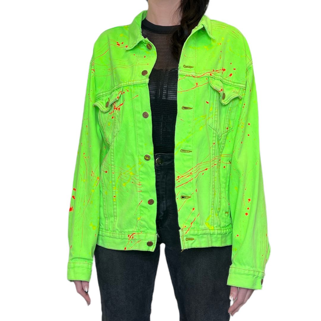 VINTAGE RHINESTONE FRINGE NEON JACKET