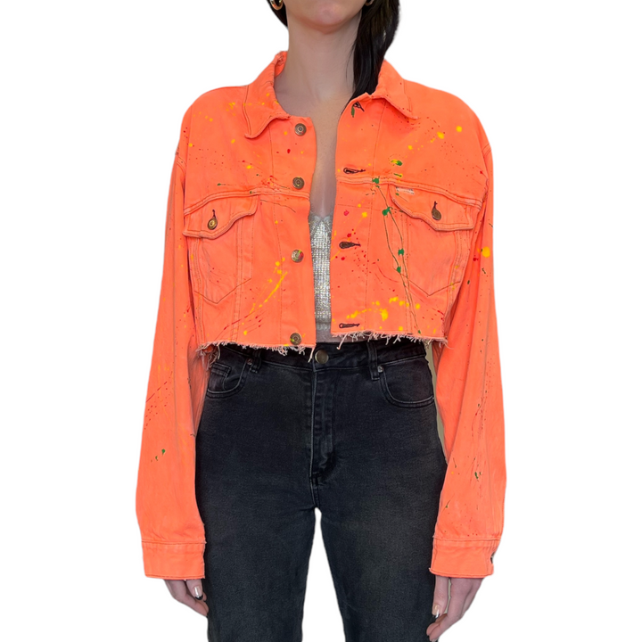 VINTAGE RHINESTONE FRINGE NEON JACKET