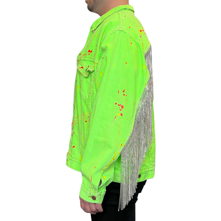 VINTAGE RHINESTONE FRINGE NEON JACKET