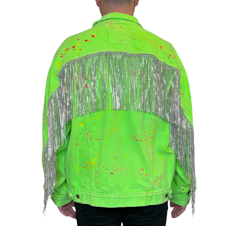 VINTAGE RHINESTONE FRINGE NEON JACKET